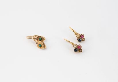 Pair of yellow gold (750) cloverleaf-shaped...