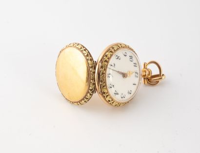 Yellow gold (750) collar watch with white...