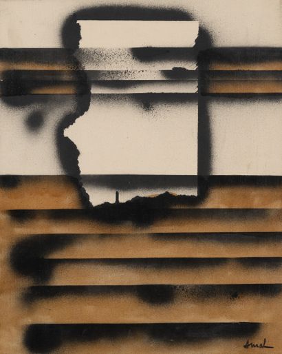 François ARNAL (1924-2012) Sans titre, 1964.
Huile et peinture aérosol. 
Signée en...