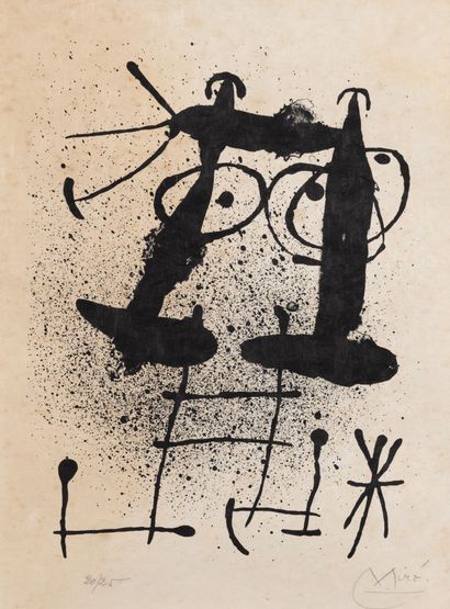 Joan MIRO (1893-1983) Haï-Ku. 1967.
L'une des sept lithographies du recueil. 
Lithographie,...