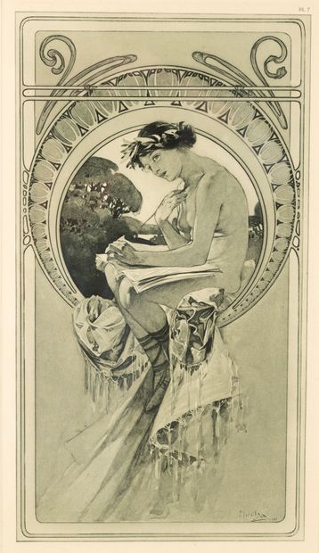D'après Alphonse MUCHA (1860-1939) Decorative panel, 1902.
Plate no. 7 from the "Documents...