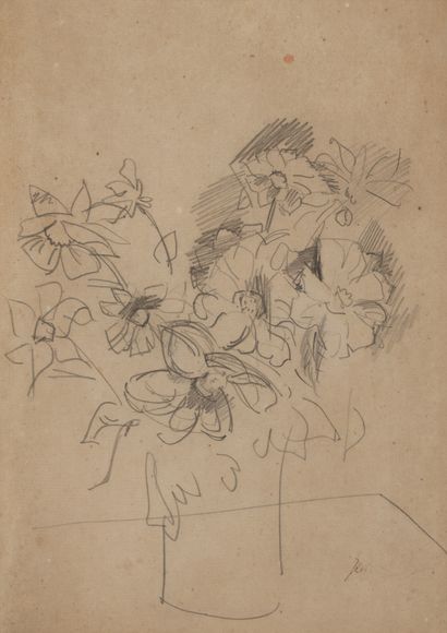Jean DUFY (1888-1964) Bunch of flowers.
Graphite on paper.
Signed with the signature...