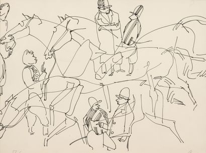 Charles LAPICQUE (1898-1988) The paddock.
Lithograph on paper.
Signed lower right...
