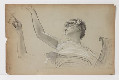 Antoine CALBET (1860-1944), attribué à Study.
Lot of 18 drawings on paper or tracing...