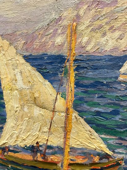 Adrien HAMON (1875-1963) Port of Collioure.
Oil on canvas.
Signed lower left.
65...