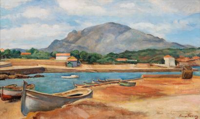 Pierre Alexandre François FARREY (1896-1987) Small Mediterranean port.
Oil on canvas.
Signed...