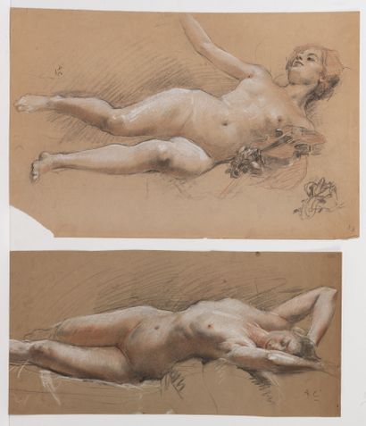 Antoine CALBET (1860-1944) Study.
Lot of 9 drawings in three pencils on paper.
One...