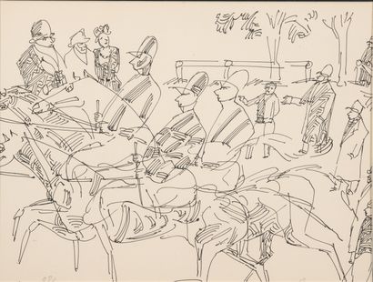 Charles LAPICQUE (1898-1988) Horse race.
Lithograph on paper.
Signed lower right...