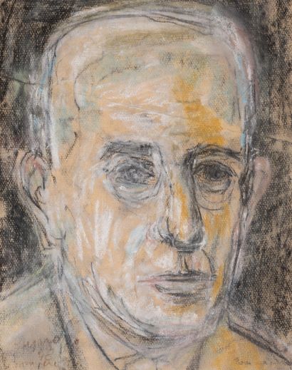 Ladislas KIJNO (1921-2012) Portrait of the father.
Mixed media on paper mounted at...