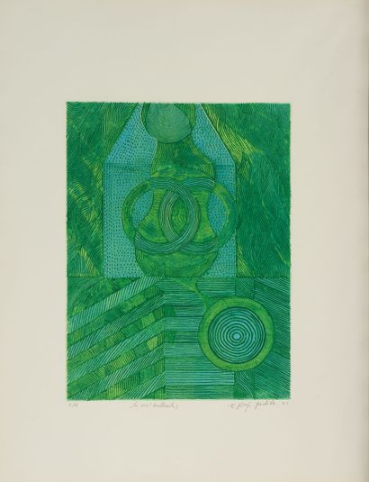 Kenji YOSHIDA (1924-2009) Life (brilliant), 1972.
Etching on paper.
Artist's proof.
Signed,...