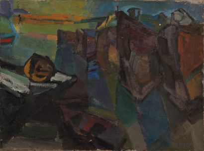 Marcel JANCO (1895-1984) Abstract composition. 
Oil on canvas. 
Signed lower right.
60...