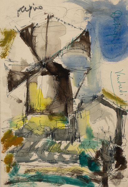 Ladislas KIJNO (1921-2012) The Moulin de la Galette.
Ink, watercolor and gouache...