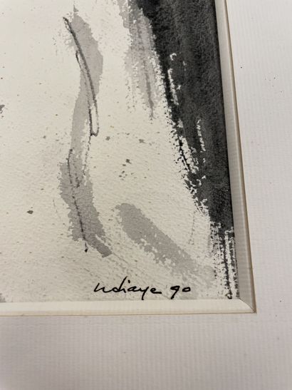 Iba N'DIAYE (1928-2008) Untitled, 1990.
Ink and ink wash.
Signed and dated lower...