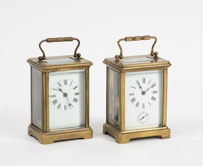 Two officer's clocks with brass cage and...