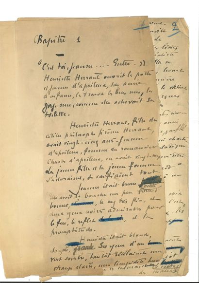 Léon DAUDET (1867-1942) Manuscrit autographe signé, Les Deux étreintes, roman contemporain,...