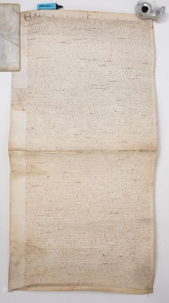 null Parchemin daté 1509, possible testament.
Avec deux signatures apposées en bas...