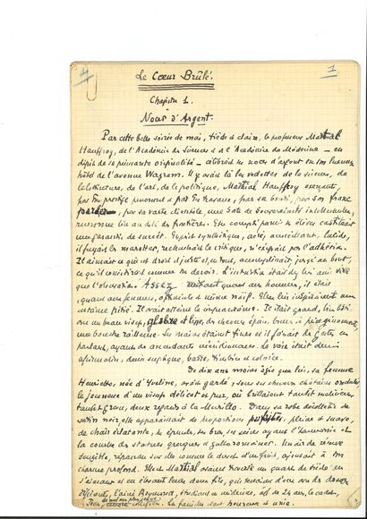 Léon DAUDET (1867-1942) Manuscrit autographe, Le Coeur brûlé, [1929] ; 132 pages...