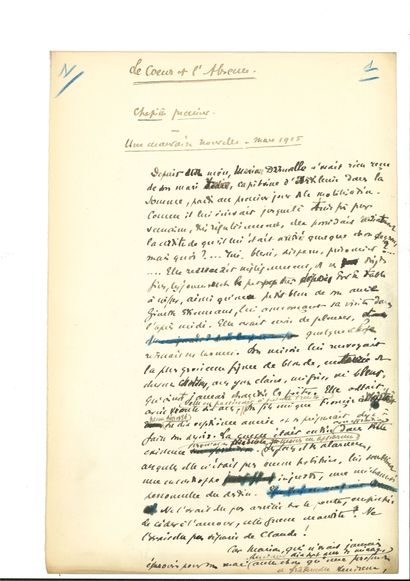 Léon DAUDET (1867-1942) Manuscrit autographe signé, Le Coeur et l'Absence, roman...