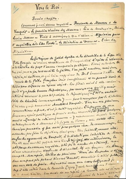 Léon DAUDET (1867-1942) Manuscrit autographe, Vers le Roi, 1921 ; 168 pages in-fol.

Sixième...