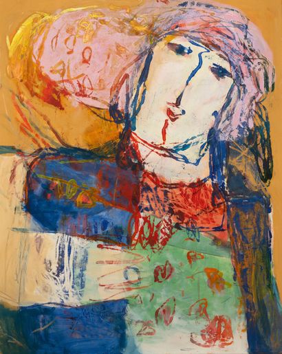Gina PELLON (1926-2014) Ô, 1990.
Huile sur toile.
Signée, titrée, située «Paris»... Gazette Drouot