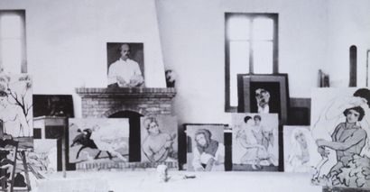 Francis PICABIA (1879-1953) L'amour et la femme, 1935.
Huile sur toile.
Signée et...