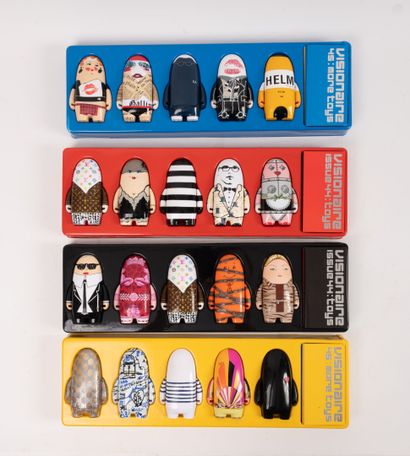 VISIONAIRE 44 TOYS WITH KID ROBOT Red set, Black set, Yellow set and Blue set, 2004.
Numbered...