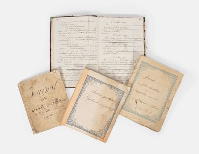 MARINE, 4 journaux en livres tenus par le sieur Chantreau, XIXème siècle : - un journal...