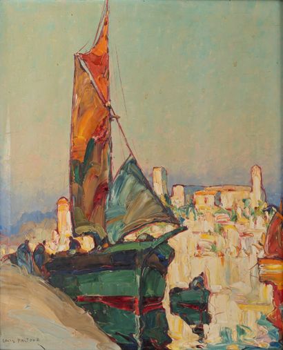 Louis PASTOUR (1876-1948) Le Mont-Chevalier au soleil levant.
Huile sur panneau.
Signé...