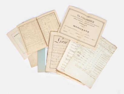 MARINE, XVIIIème ou début du XIXème siècle : Ensemble de pièces manuscrites ou imprimée...