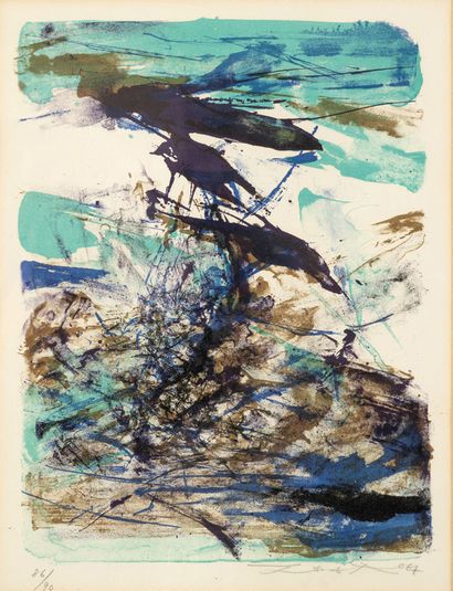 ZAO Wou-Ki (1921-2013) Sans titre, 1967.
Lithographie en couleurs sur papier.
Signé...