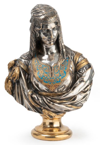 Charles CORDIER (1827-1905) La Juive d'Alger, 1862.
Épreuve en bronze argenté, doré...