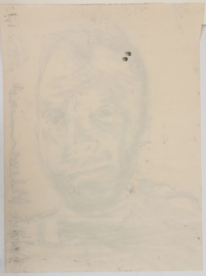 Adel ABDESSEMED (1971) Portrait d'homme.
Fusain sur papier.
Signé vers le bas à gauche...