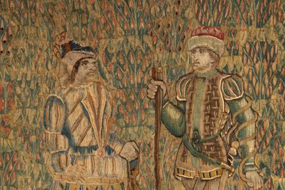 Atelier de la Marche, vers 1520-1530 Tapisserie.
En laine représentant deux chasseurs,...