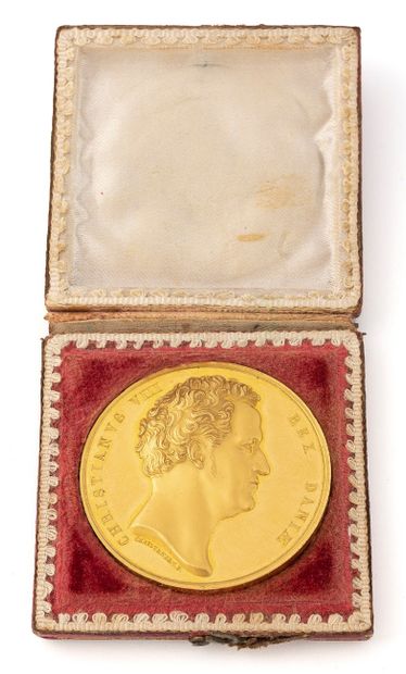 null DANEMARK
Christian VIII (1839-1848)
Médaille en or. Académie royale de l'Ingénierie...