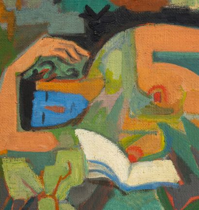 André LHOTE (1885-1962) Composition cubiste au deux personnages, 1954.
Huile sur...
