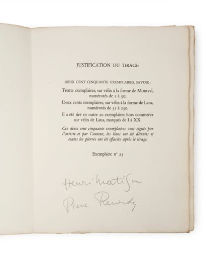 REVERDY, Pierre & MATISSE, Henri Visages. Paris les Éditions du Chêne, 1946.
En feuilles...