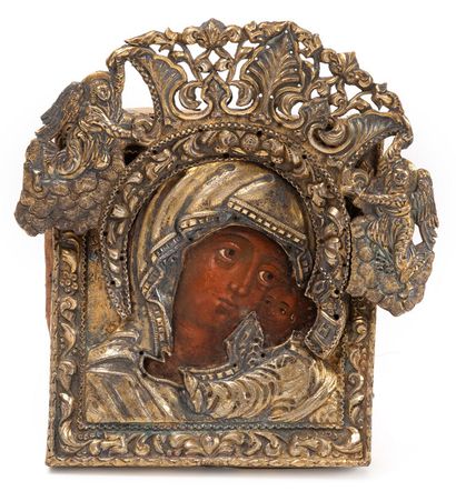 null RUSSIE
Icône de la Mère de Dieu de Tendresse.
Peinture sur métal, dans un bel...