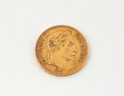 FRANCE Pièce de 20 Francs or Napoléon III Tête laurée, 1862.
Poids : 6.4 g 
Usur...