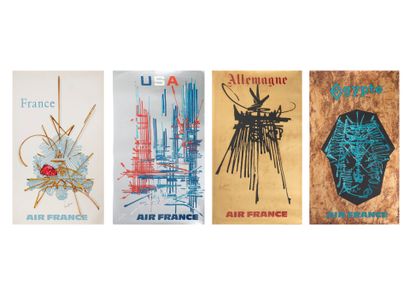 D'après Georges MATHIEU (1921-2012) Lot de 16 affiches réalisées pour la compagnie... Gazette Drouot