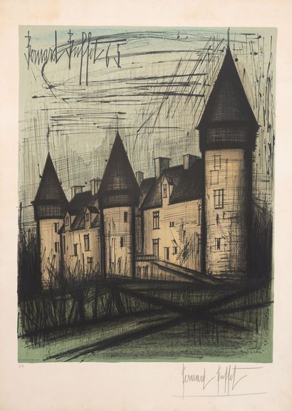 Bernard BUFFET (1928-1999) Le château de Culan, 1965.
Lithographie en couleurs sur... Gazette Drouot