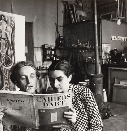 Willy MAYWALD (1907-1985) Maria Helena Vieira da Silva et Arpad Szenes, atelier boulevard... Gazette Drouot