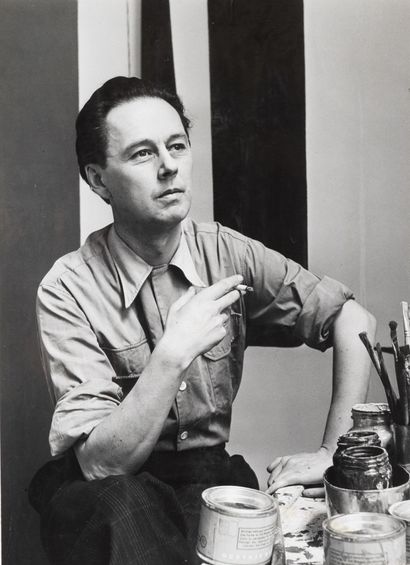 Willy MAYWALD (1907-1985) Victor Vasarely dans son atelier, 1948.
Épreuve argentique,... Gazette Drouot