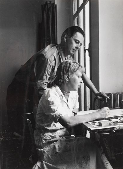 Willy MAYWALD (1907-1985) Victor Vasarely et sa femme, 1948.
Épreuve argentique,... Gazette Drouot