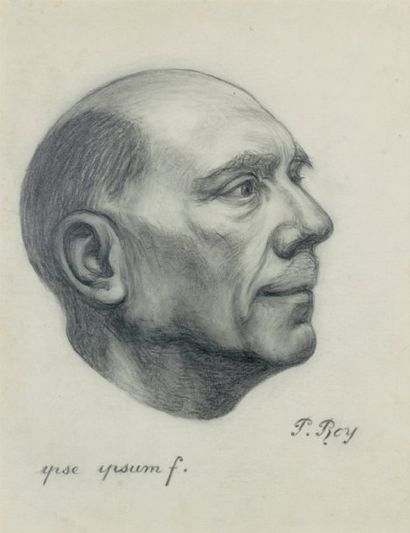 Pierre ROY (1880-1950) « Autoportrait ». Dessin au crayon, inscrit « ipse ipsum f....