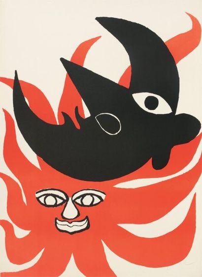 Alexander CALDER (1898-1976) « Soleil rouge, Lune noire ». 78 x 58 cm. Lithographie...