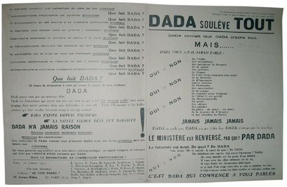 null DADA SOULEVE TOUT. Paris, Au Sans pareil, 1921. 2 pp. au recto d'un même bi-feuillet...