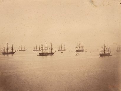 Gustave Le Gray (1820-1884) « Flotte française en rade de Cherbourg », vers 1855....