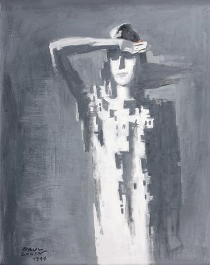 Paul COLIN (1892-1985) La liberté en blanc et gris, 1944. Huile sur panneau, signé...