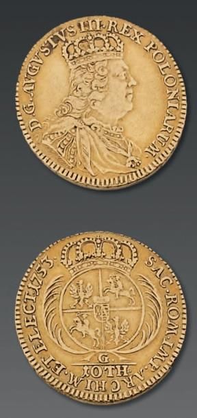 Saxe. Frédéric Auguste II (III de Pologne) (1733-1763) 10 Thaler (Double August)...