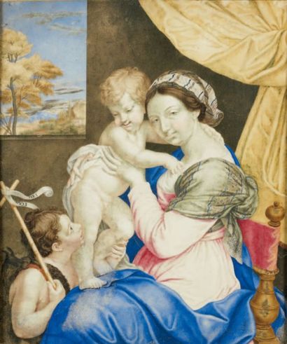 ECOLE FRANÇAISE, Seconde moitié du XVIIème siècle "La Vierge avec l'enfant Jésus...